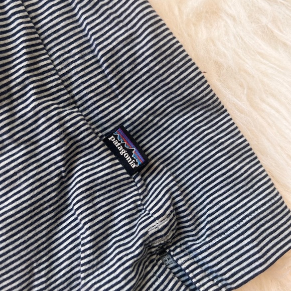 Patagonia Polo Shirt Organic Cotton Navy White Stripes Size: L - Picture 5 of 5